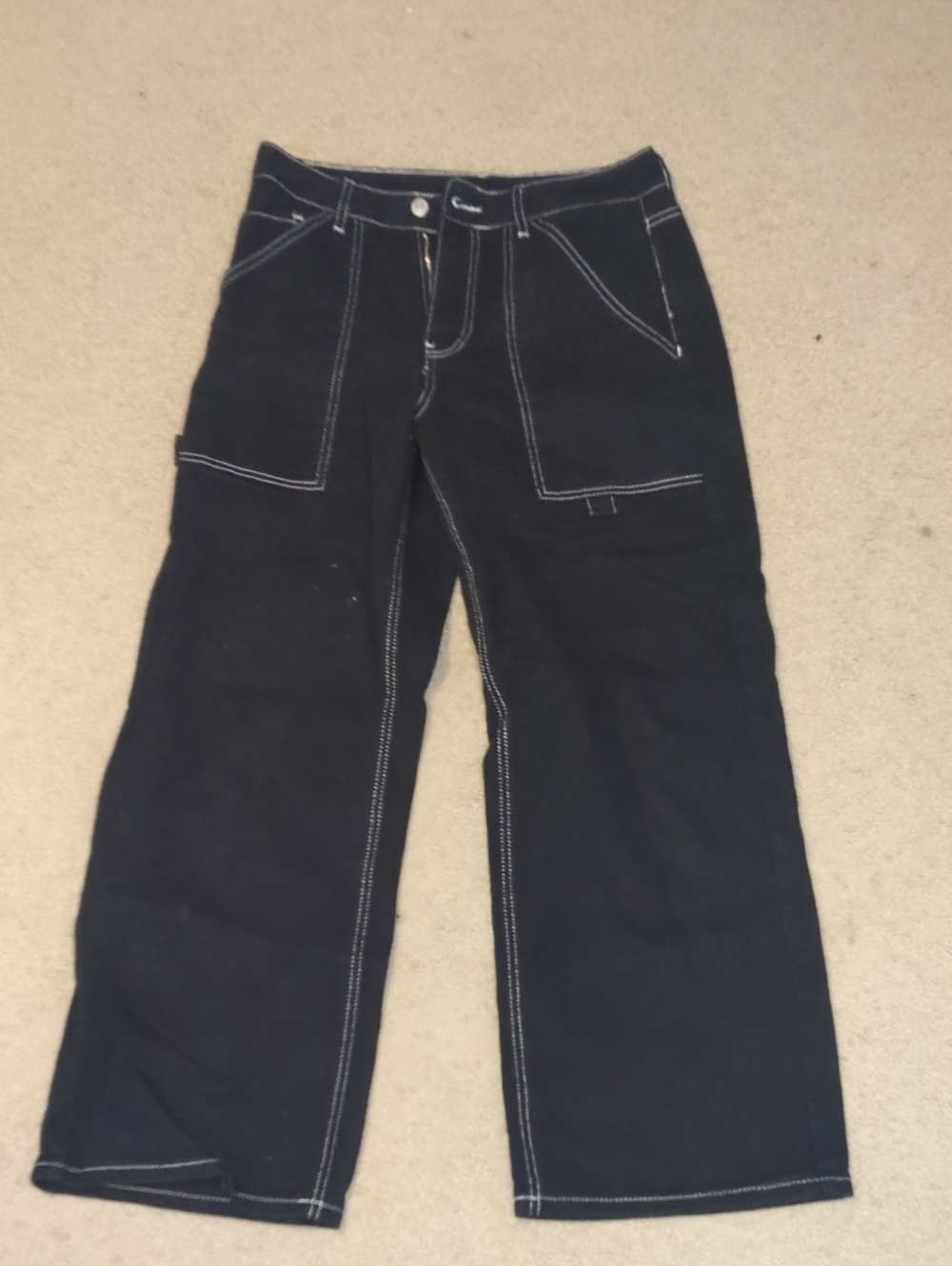 Forever 21 Black Wide-Leg Jeans with White Contrast Stitching